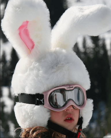 ski gear helmet on child